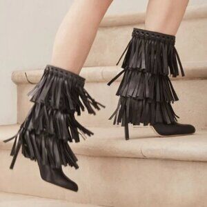 JIMMY CHOO*Black Fringe Boots